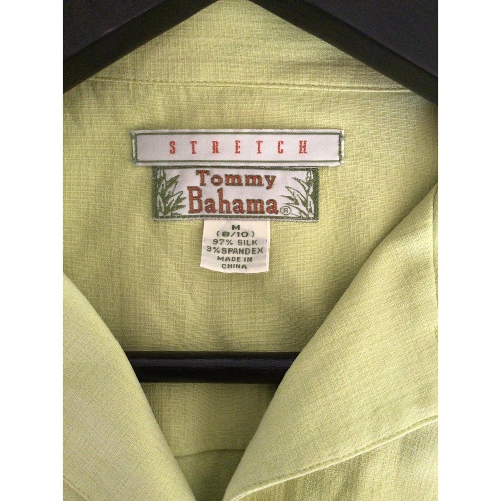 Tommy Bahama Womens Lime Green Stretch Silk Short Sleeve Camp Shirt Size M 8 10 - Picture 5 of 5